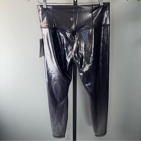 Athleta Elation Shine Tight Compression Legging Pant Silver Ombre Size Large NWT - Picture 2 of 7
